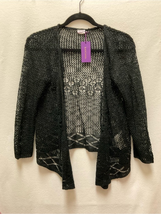 Lascana Sweaters - LASCANA Black Open-Weave Women's Cardigan